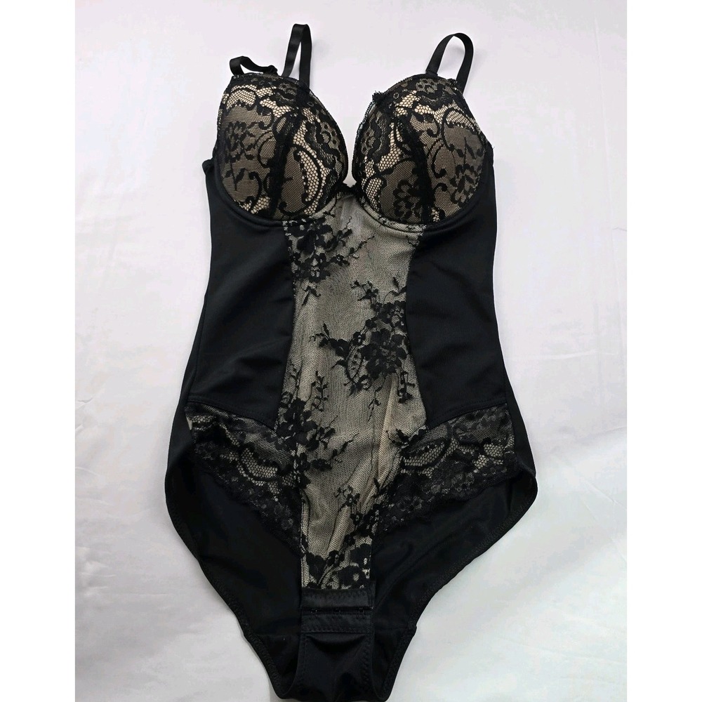 Heavenly Shapewear‎ Med W/Lace One-Piece Adjustable Shaper Hook & Eye